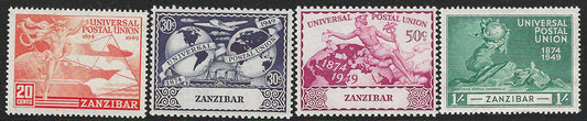 Zanzibar set of 4 Value - 1949 UPU, Mounted Mint - VVV2543