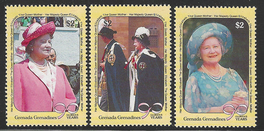 Grenada Grenadines - 90 th Anniversary of the Birth of Queen Elizabeth the Queen mother, 1990,  Mint  stamps - VVV02802