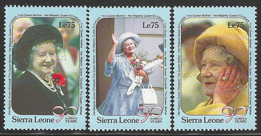 Sierra Leone - 90 th Anniversary of the Birth of Queen Elizabeth the Queen mother, 1990,  Mint  stamps - VVV02804